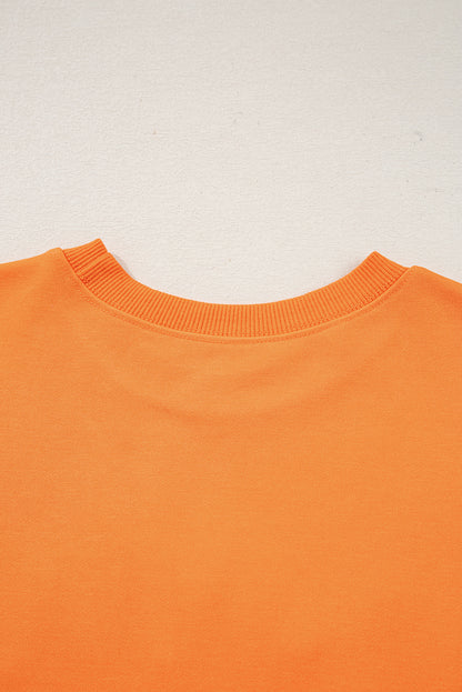 Grapefruit Orange Spooky Graphic Halloween Crew Neck Holiday Sweatshirt