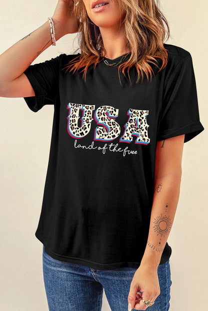 Black Leopard UAS land of the free Graphic T Shirt - L & M Kee, LLC