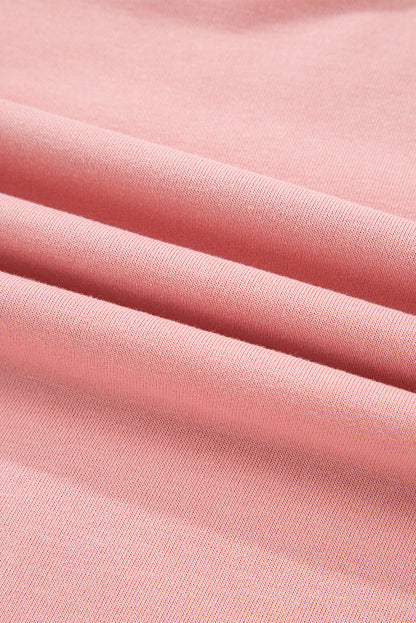 Rose Red 2pcs Color Block Pullover Loose Pant Set