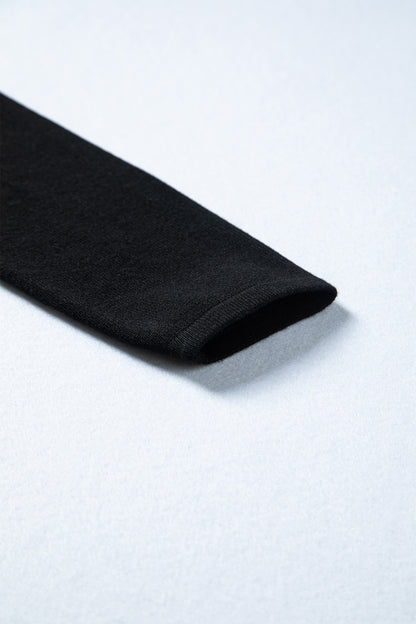 Black Asymmetric Neck Batwing Sleeve Shift Mini Sweater Dress