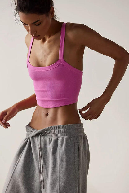 Bonbon Athletic Ribbed Cropped Cami Top - L & M Kee, LLC