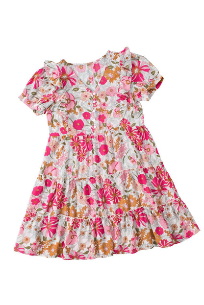 Ruffled Tank Floral Dress - L & M Kee, LLC