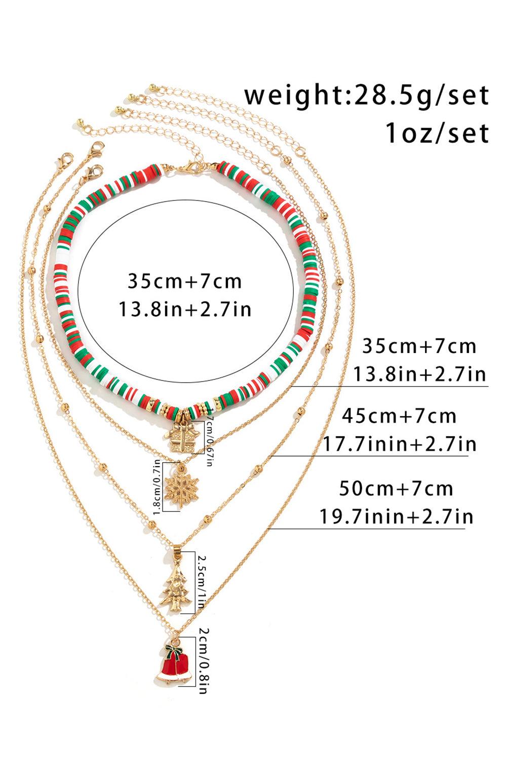 Gold Christmas Pendant Beaded 4pcs Necklace Set - L & M Kee, LLC