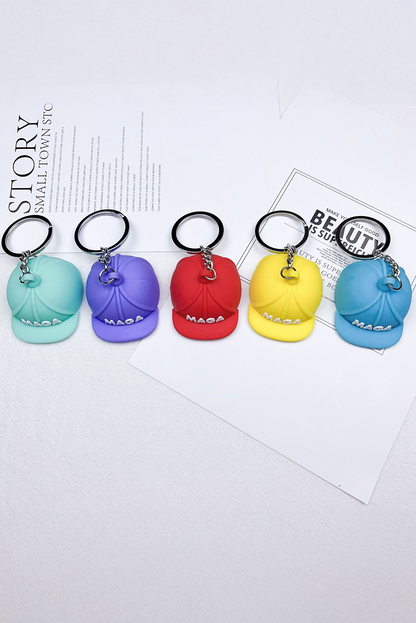 Fiery Red MAGA Baseball Cap Silica Gel Keychain