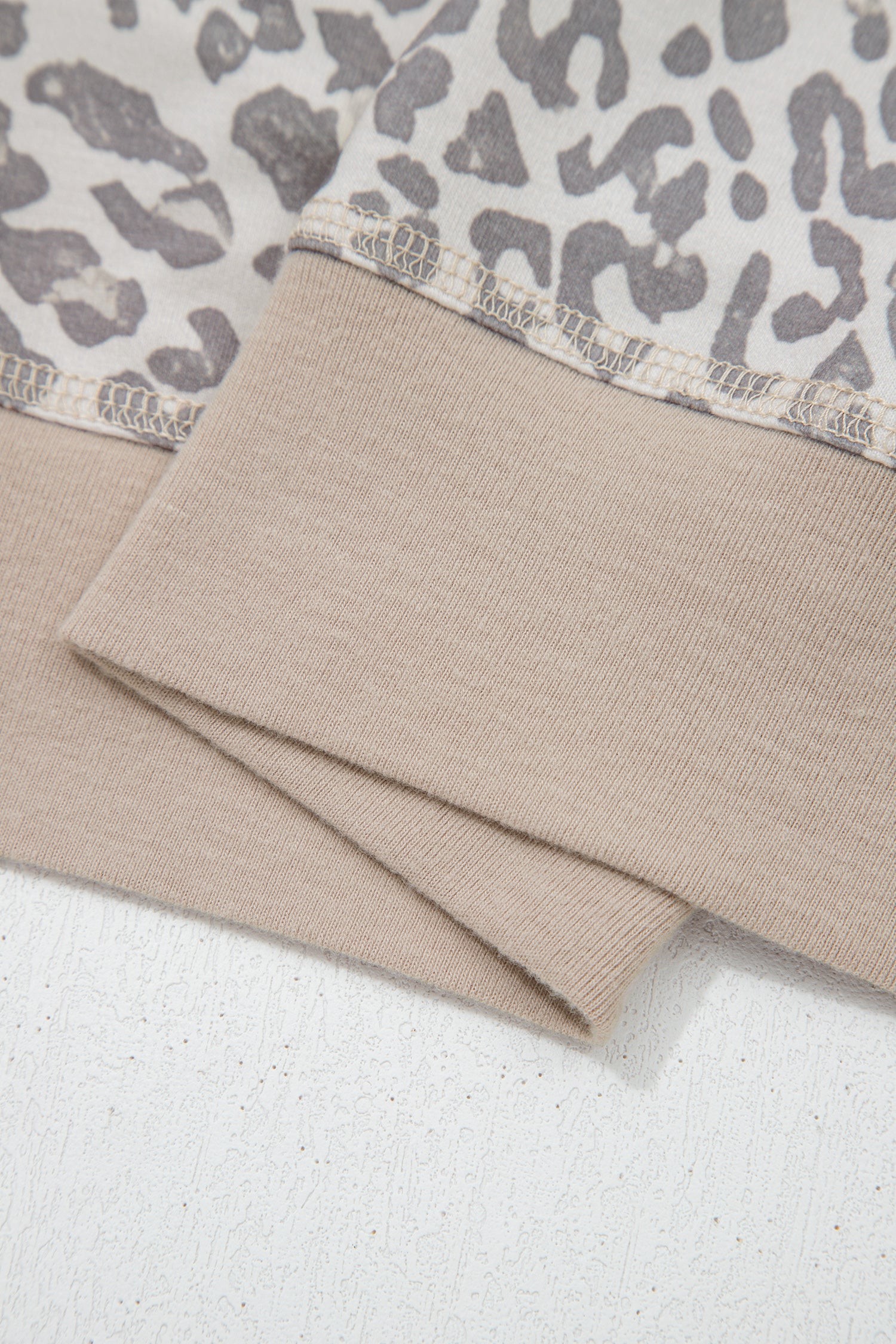 Brown Leopard Print Patchwork Crew Neck Sweatshirt