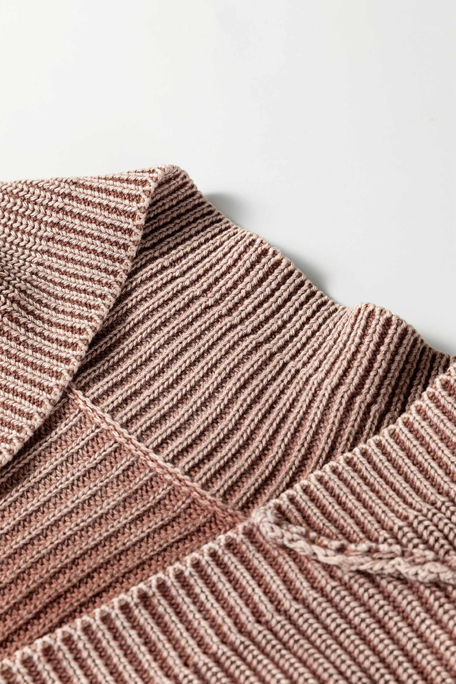 Chestnut Mineral Wash Exposed Seam Patchwork Knit Open Sweater Cardigan