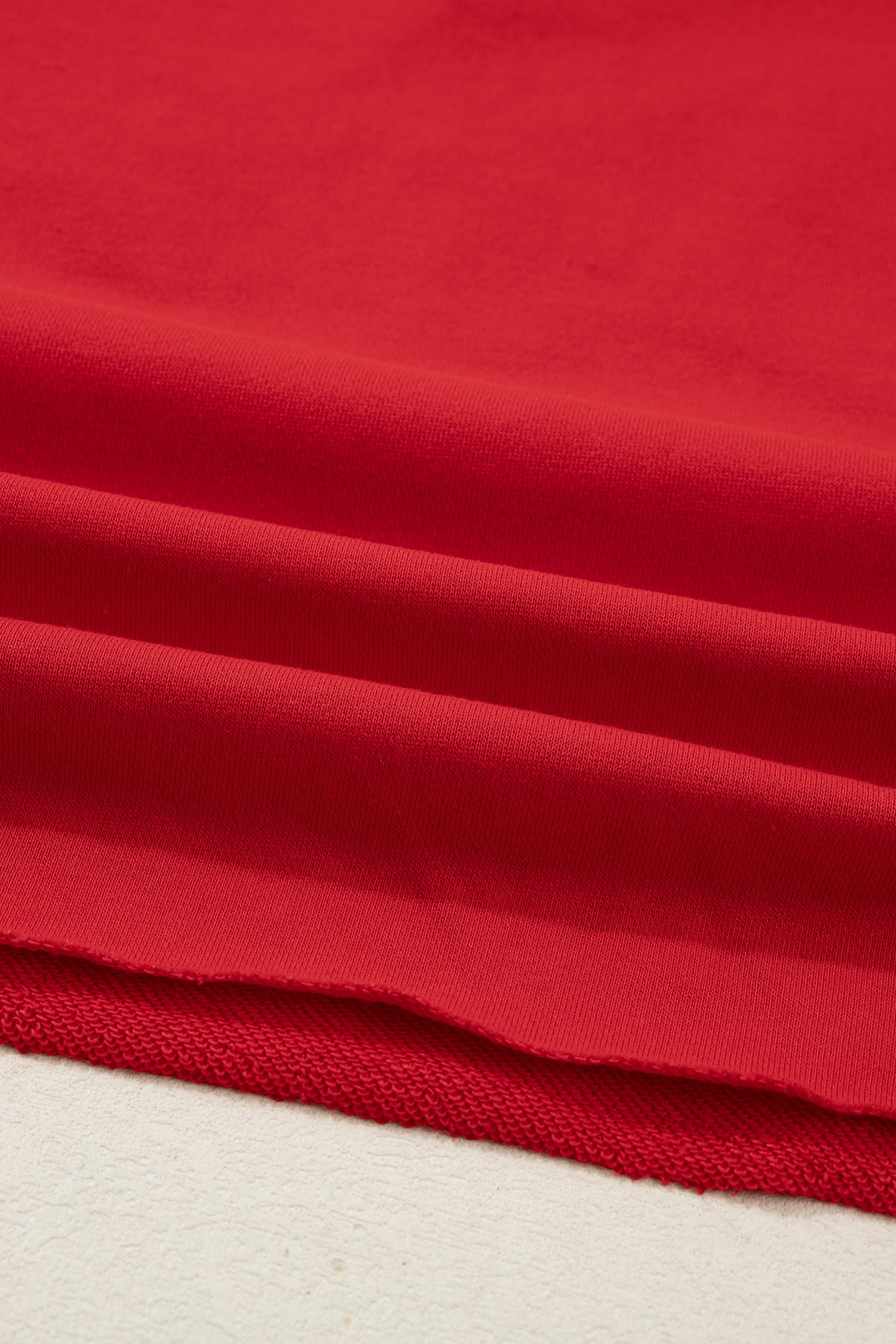 Tomato Red Christmas Tree Embroidered Notched Neck Cropped Sweatshirt