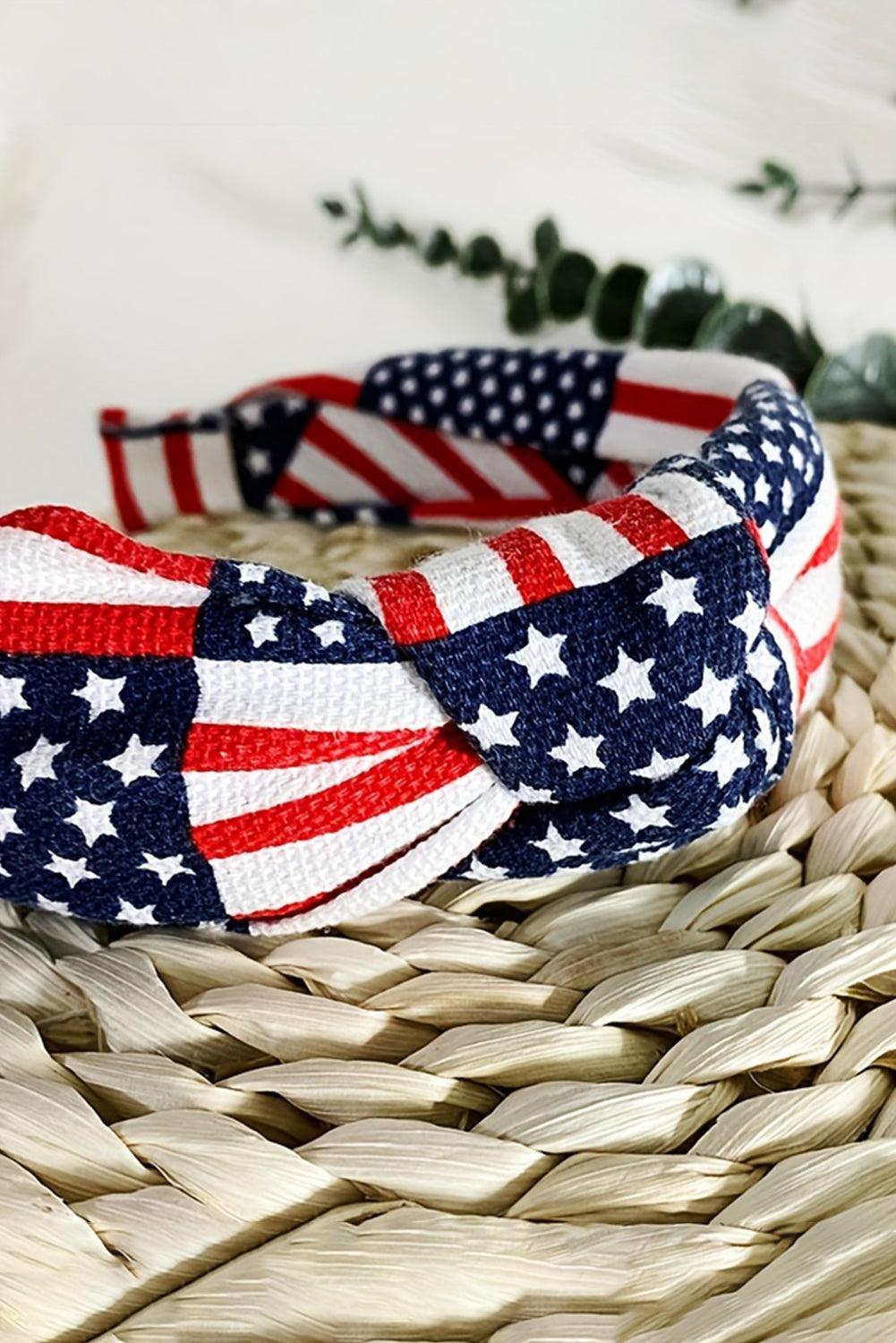 Navy Blue Flag Day Knotted Headband - L & M Kee, LLC