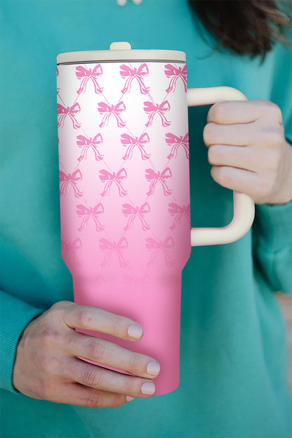 Pink Bow Knot Gradient Color Print Large Vacuum Cup