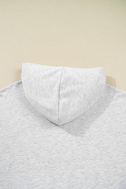 Light Grey Camouflage Patchwork Asymmetric Sleeve Plus Size Hoodie