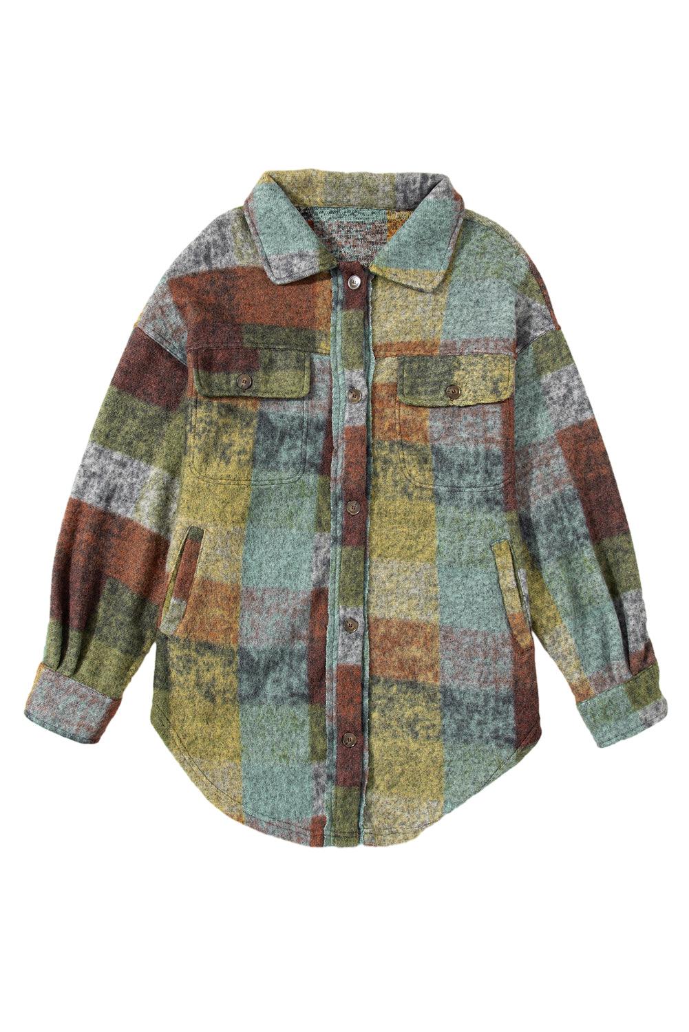 Multicolor Brushed Plaid Pocketed Oversize Shacket - L & M Kee, LLC