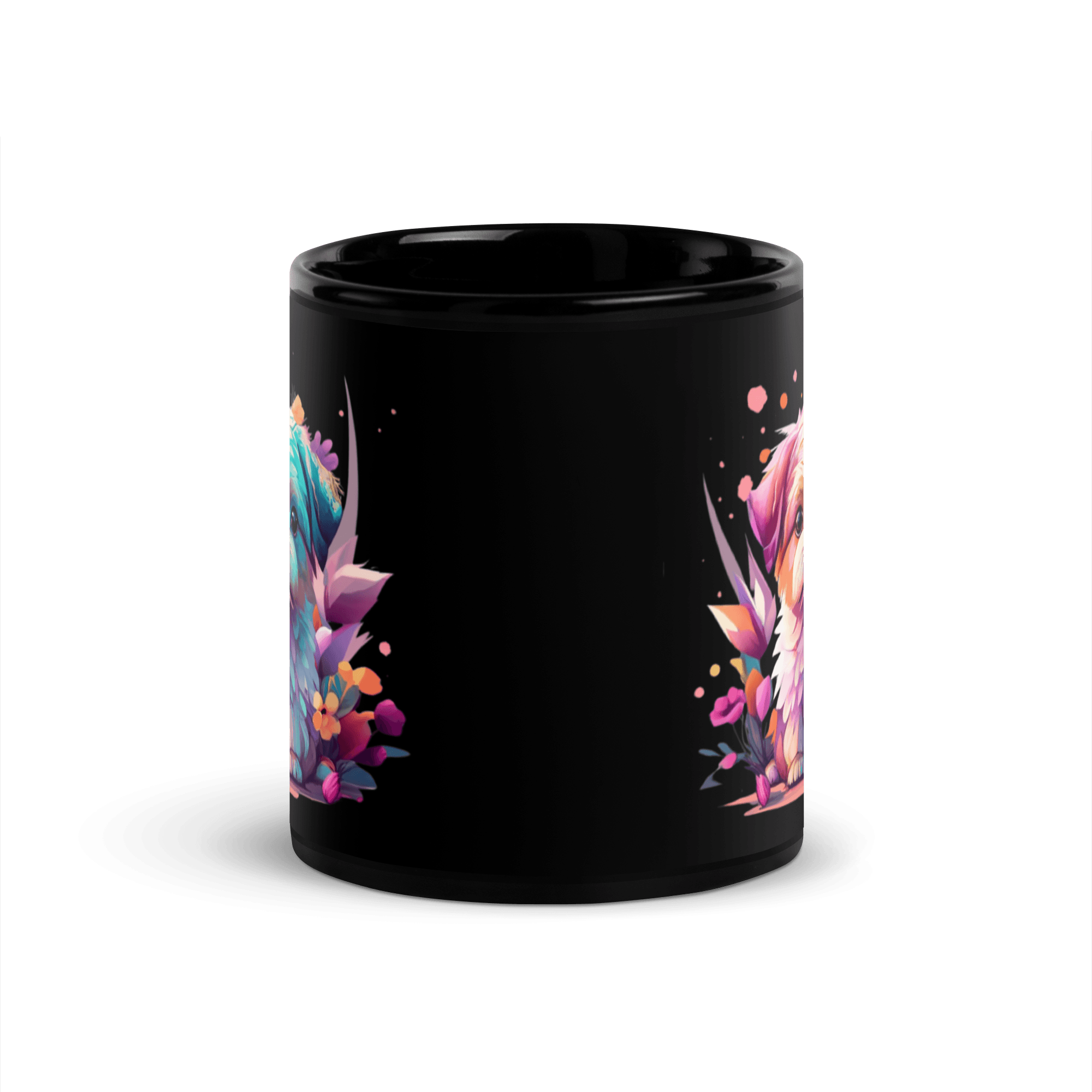 Cute Puppy Black Glossy Mug - L & M Kee, LLC