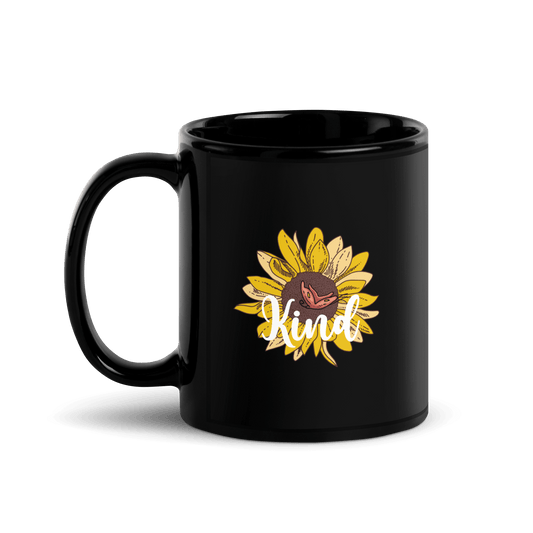 Sunflower Kind Black Glossy Mug - L & M Kee, LLC