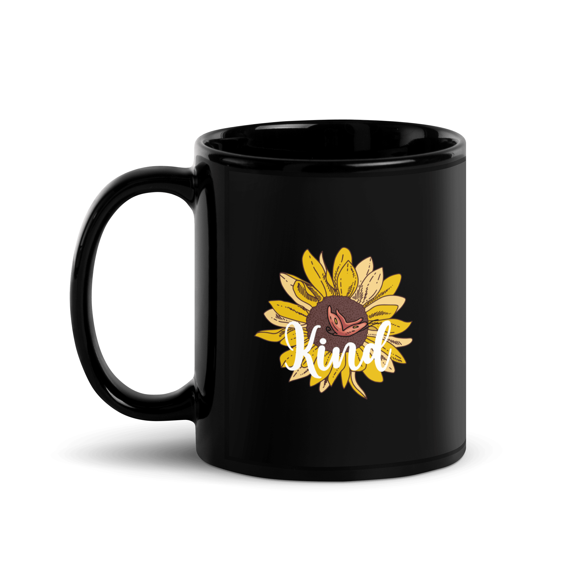 Sunflower Kind Black Glossy Mug - L & M Kee, LLC