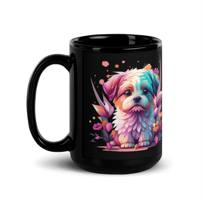 Cute Puppy Black Glossy Mug - L & M Kee, LLC