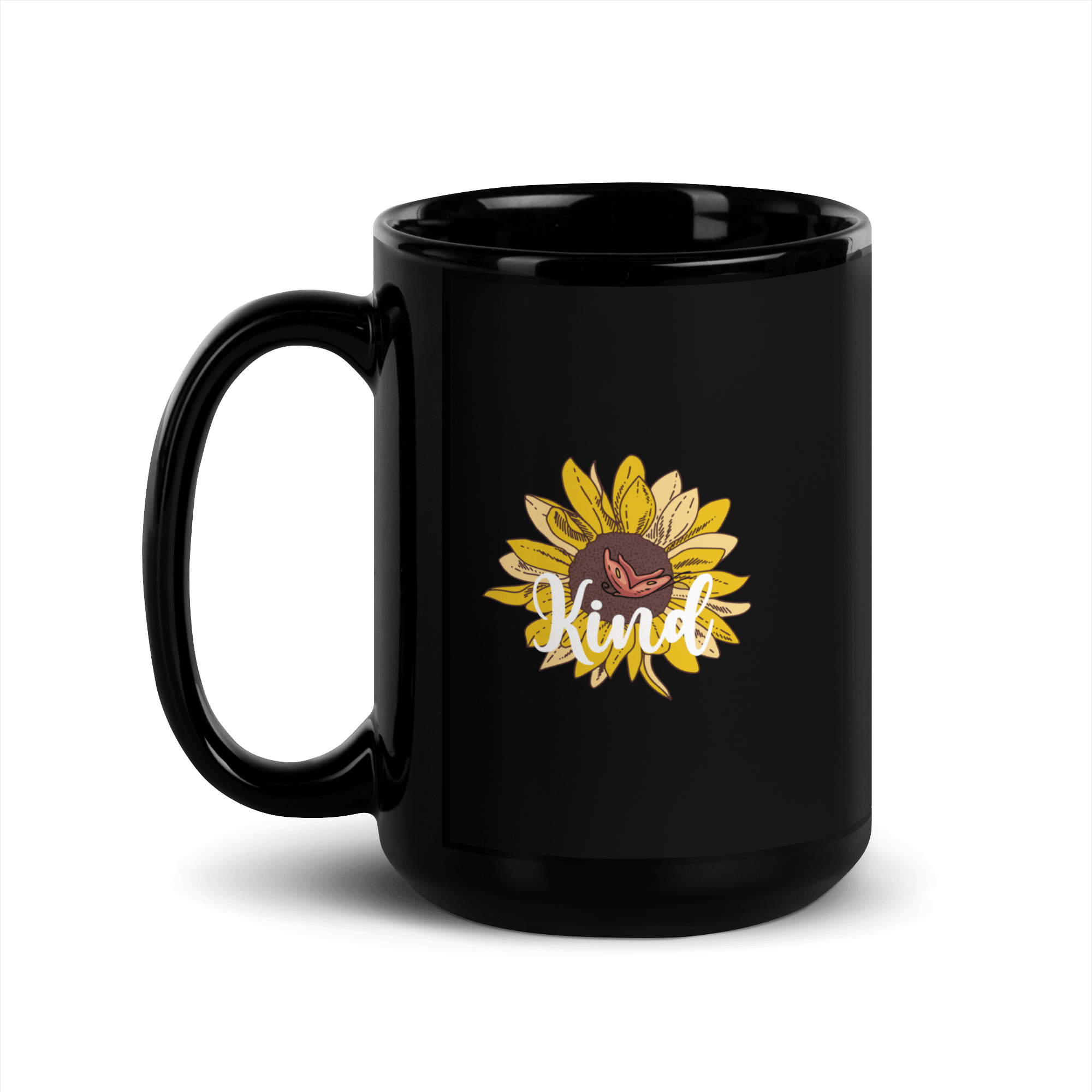 Sunflower Kind Black Glossy Mug - L & M Kee, LLC