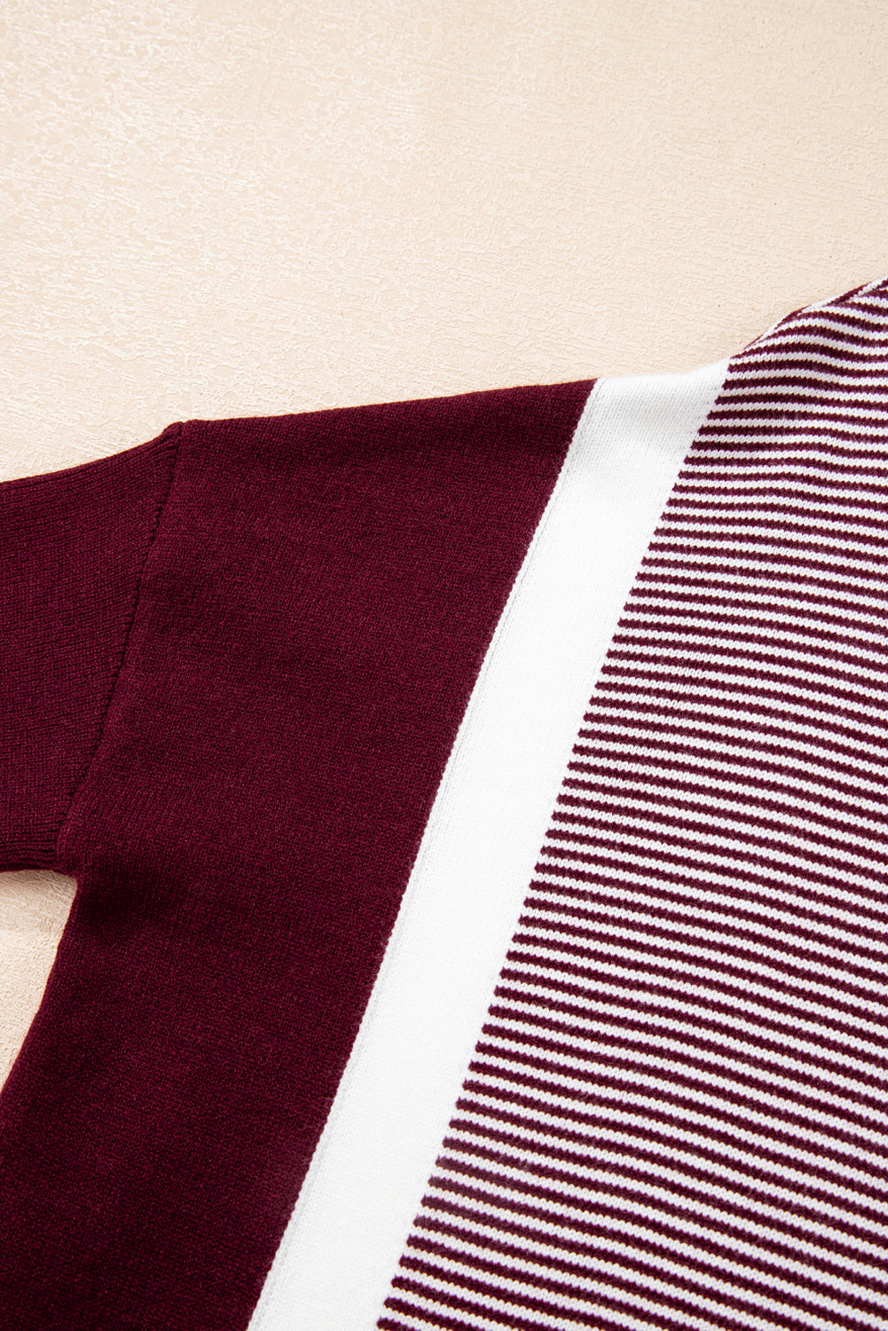 Red Stripe Color Block Patchwork Dolman Oversize Tunic Sweater