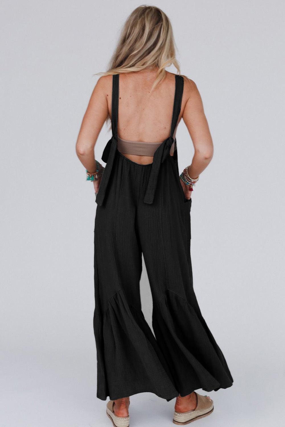 Wide Leg Ruffle Jumpsuit - L & M Kee, LLC