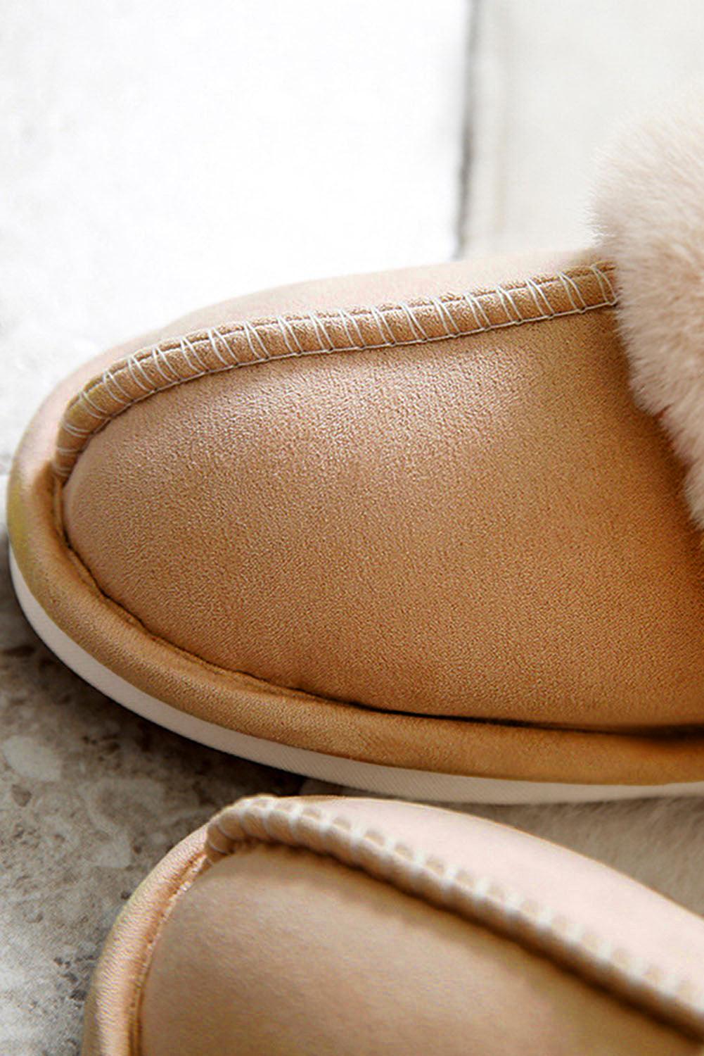 Camel Plush Suede Winter Home Slippers - L & M Kee, LLC