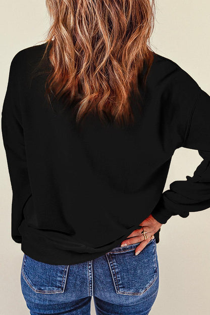 Black New Year Champagne Print Pullover Sweatshirt - L & M Kee, LLC