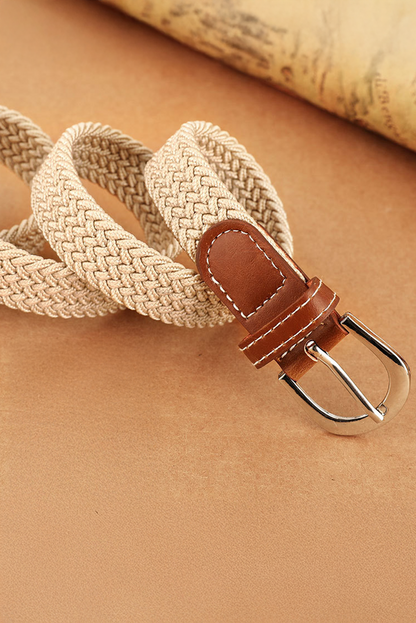 White Boho Style Woven Canvas Waist Belt