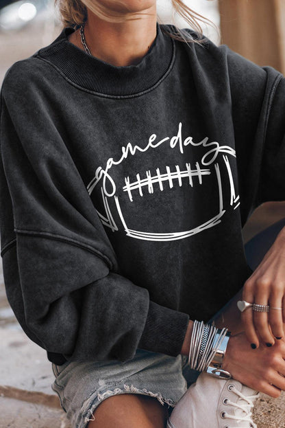 Black Rugby game day Graphic Pullover Sweatshirt - L & M Kee, LLC