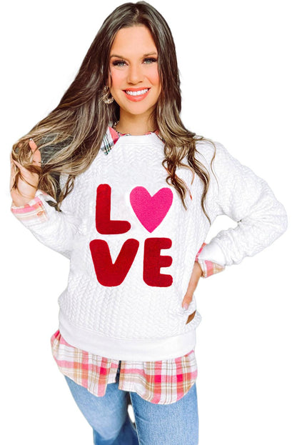 White Merry And Bright Cable Knit Pullover Sweatshirt - L & M Kee, LLC