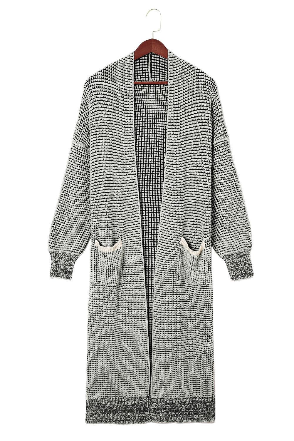 Gray Textured Knit Pocketed Duster Cardigan - L & M Kee, LLC