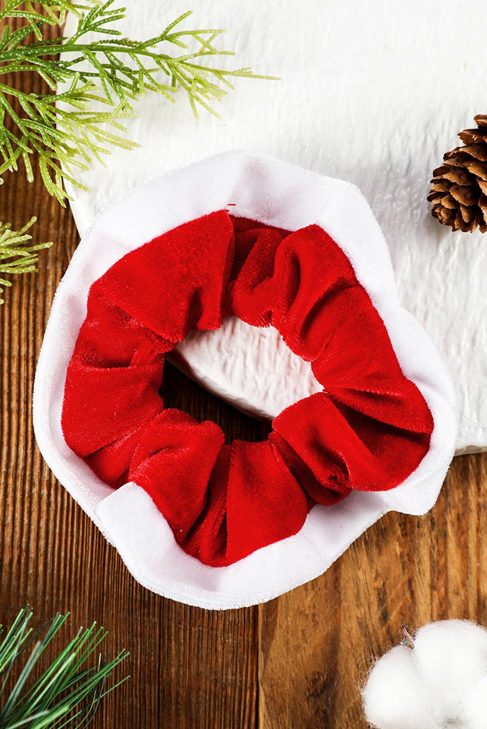 Fiery Red Mixed Flannel Christmas Scrunchie Hair Tie - L & M Kee, LLC