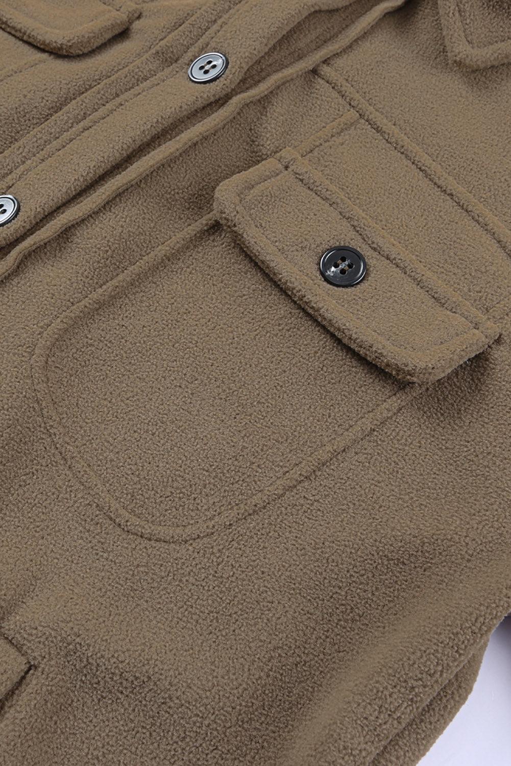 Turn Down Collar Buttoned Shirt Jacket - L & M Kee, LLC