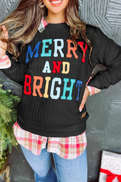 White Merry And Bright Cable Knit Pullover Sweatshirt - L & M Kee, LLC