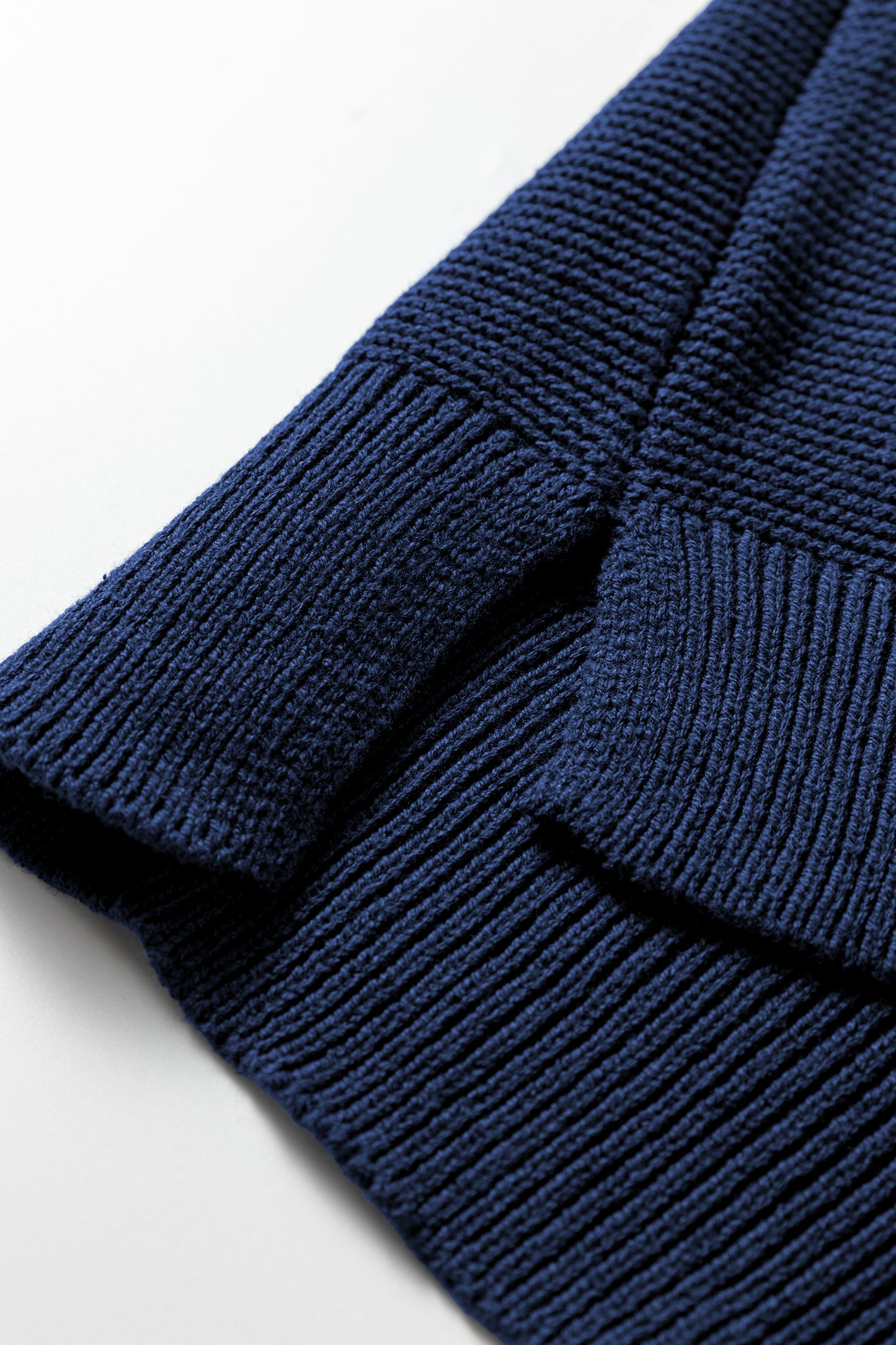 Dirty blue Solid Color Front Seam Drop Shoulder Loose Sweater