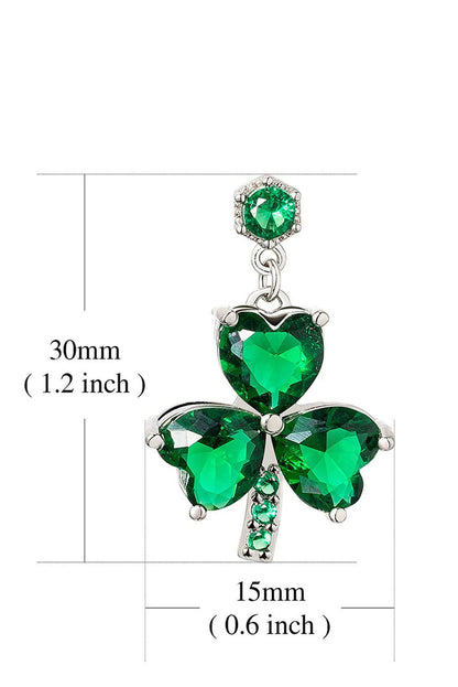 Mist Green Clover Diamond Studded Dangle Earrings - L & M Kee, LLC