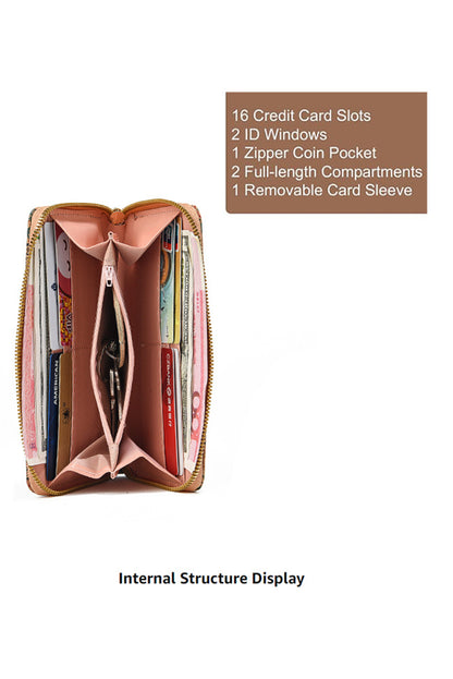 Brown Western Pattern Print Wristlet PU Leather Wallet