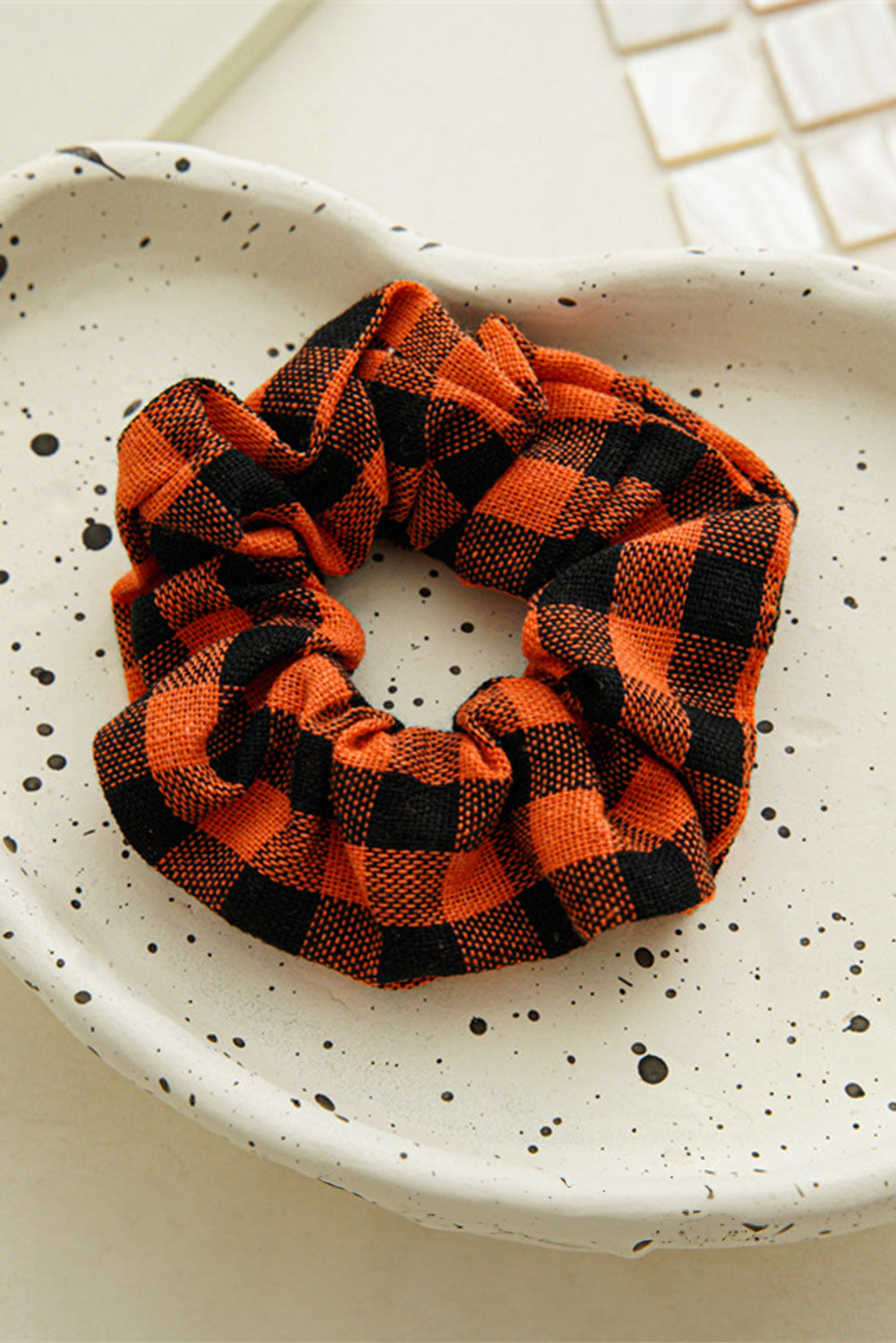 Orange Buffalo Plaid High Elastic Hair Scrunchies