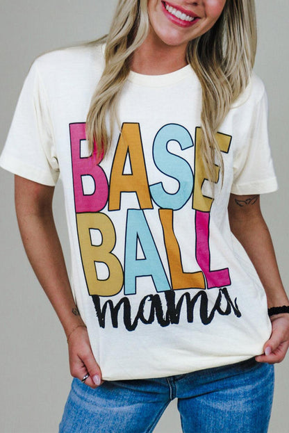 White Baseball Mama Multi Color Graphic Tee - L & M Kee, LLC