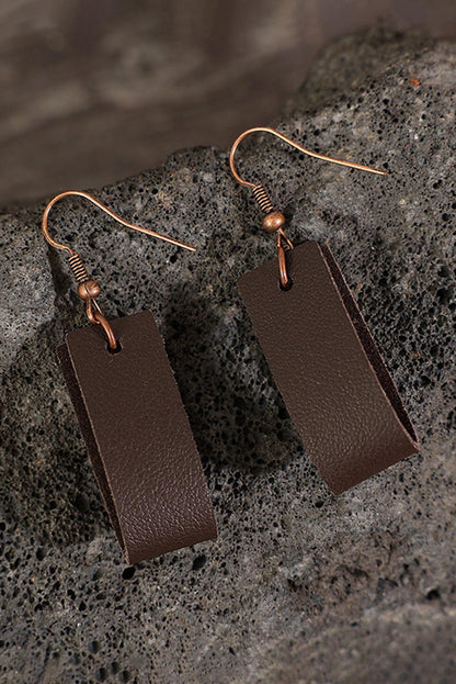 Dark Brown Circle PU Leather Drop Earrings - L & M Kee, LLC