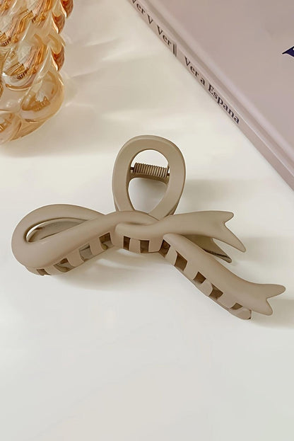 Beige Bowknot Large Hair Claw Clip - L & M Kee, LLC