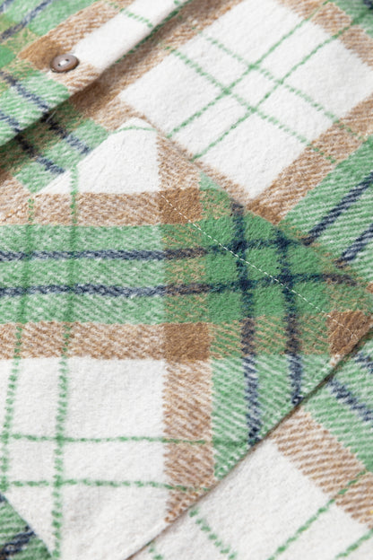 Khaki Christmas Plaid Casual Flannel Shacket