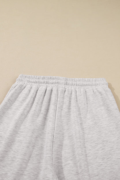 Dark Khaki Polo Collar V Neck Pullover and Drawstring Sweatpants Set