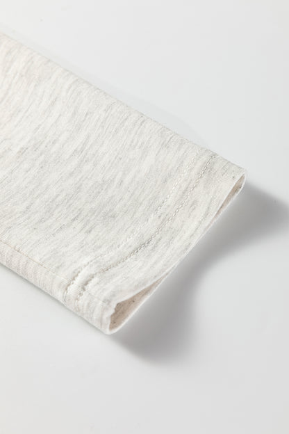 Light Grey Long Sleeve High Neck Slim Top Smocked Waist Central Seam Pants Set