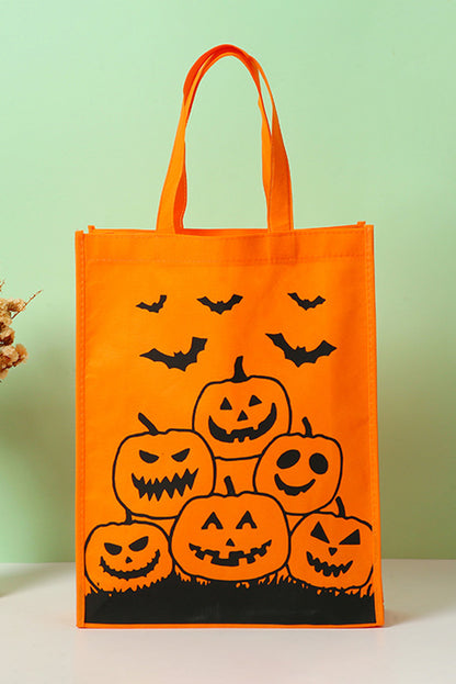 Orange Pumpkin Bat Witch Printed Halloween Gift Bag