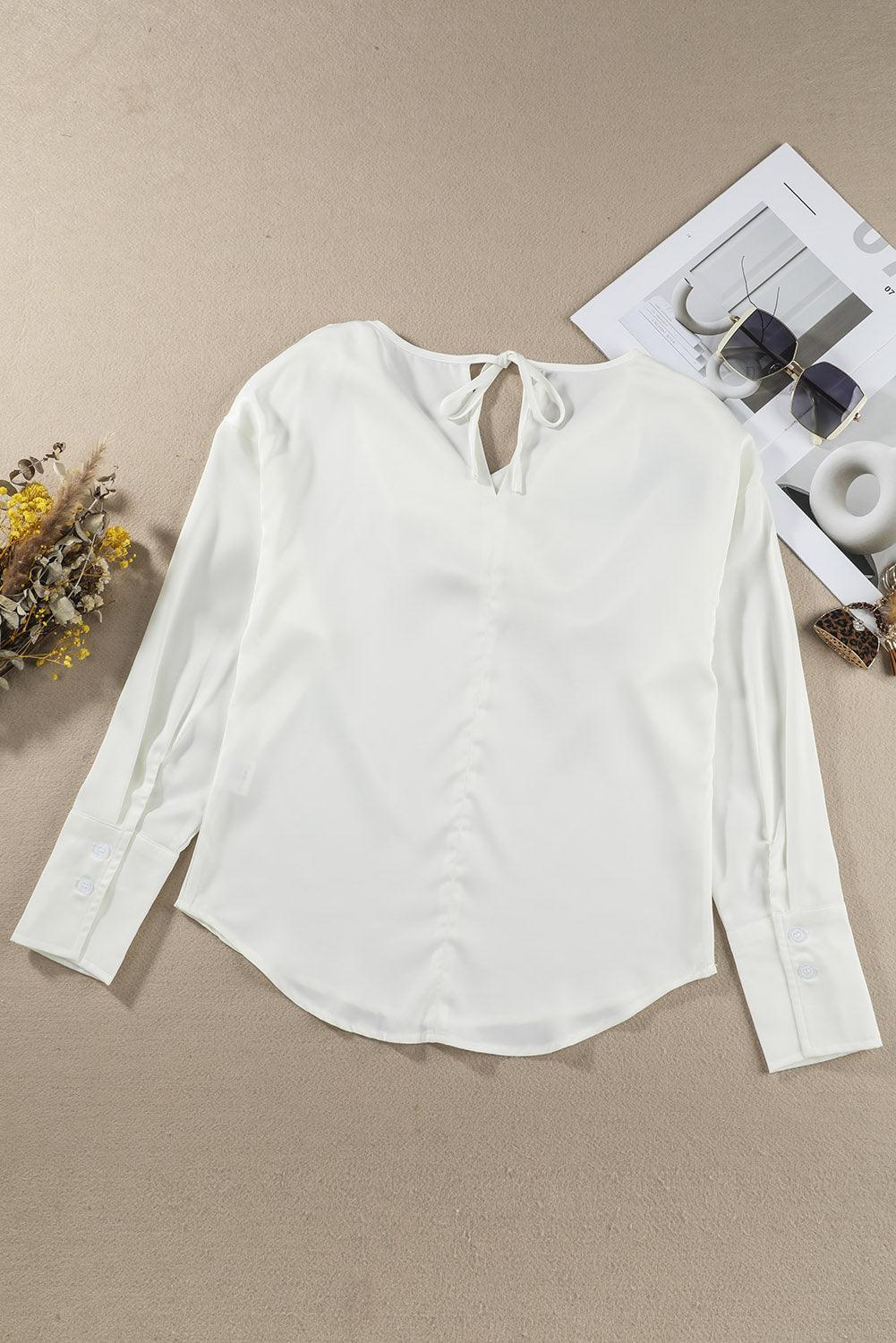 Cowl Neck Long Sleeve Elegant Blouse - L & M Kee, LLC