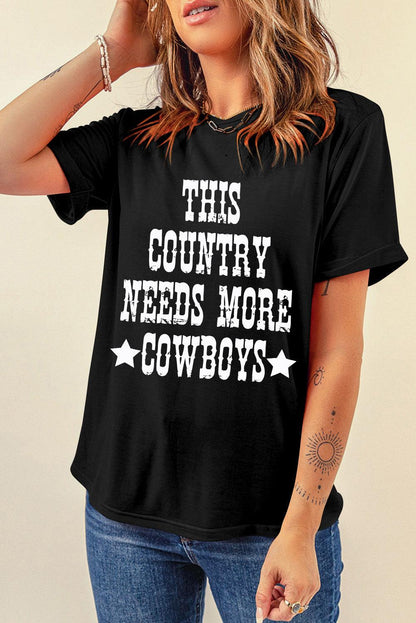 Black This Country Needs More Cowboys Graphic T Shirt - L & M Kee, LLC