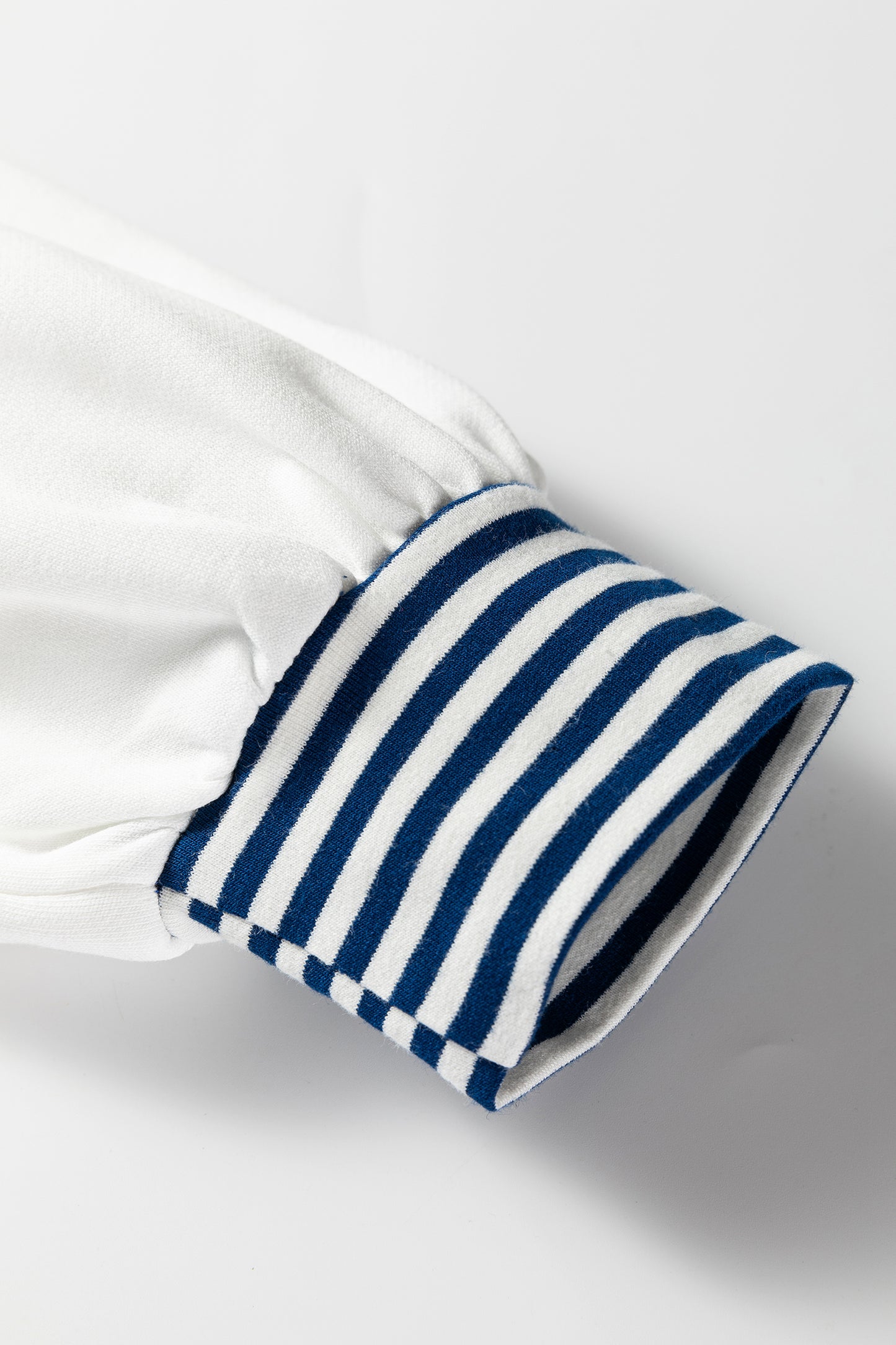 Dark Blue Striped Patchwork Sleeve Colorblock Sweatshirt