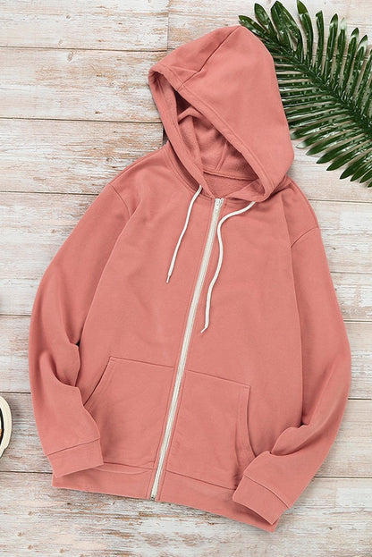 Yellow Zip-Up Pocket Drawstring Hoodie Jacket - L & M Kee, LLC