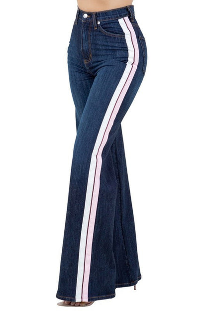 Wide Leg Jean with Stripe detail