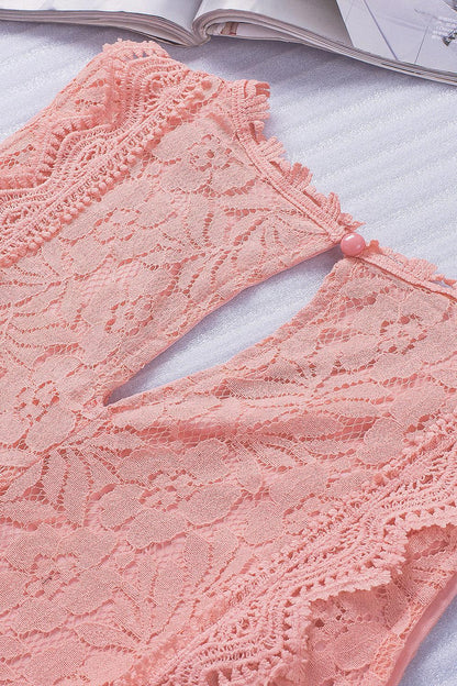 Pink Lace V Neck Tank Top - L & M Kee, LLC