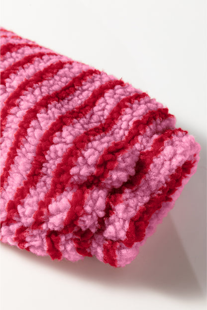 Pink Stripe Quarter Zip Fleece Oversize Sweatshirt