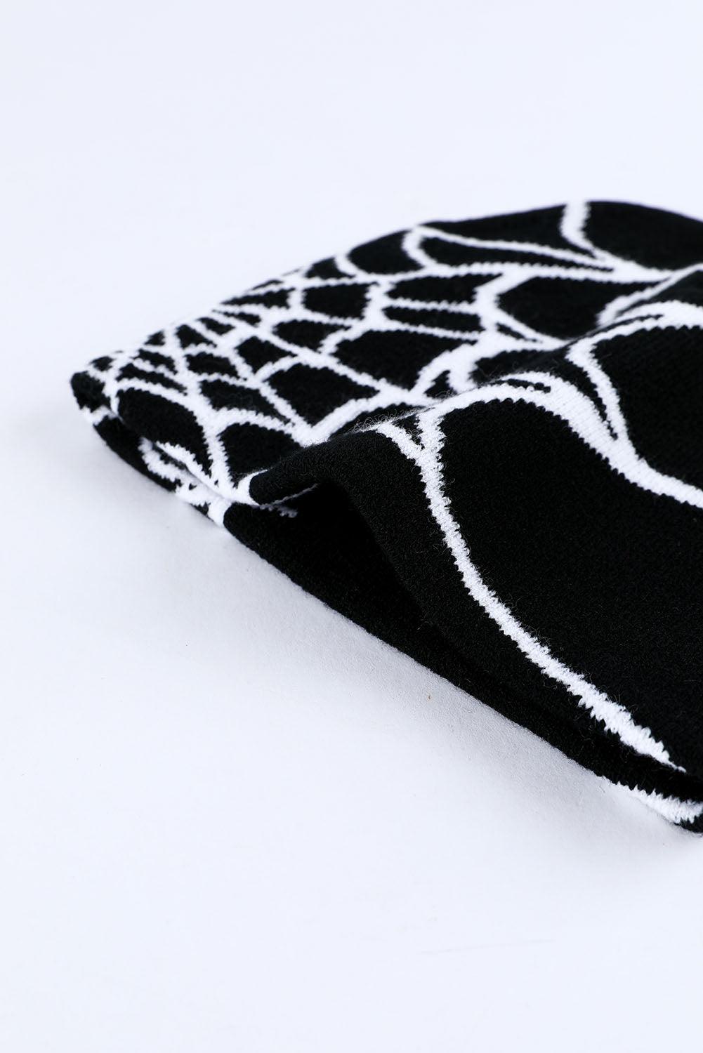 Black Halloween Cobweb Pattern Woolen Hat - L & M Kee, LLC
